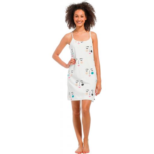 Rebelle Face Nightdress with straps on model.jpg