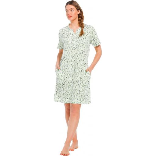 Pastunette Green Short sleeve nightdress on model.jpg