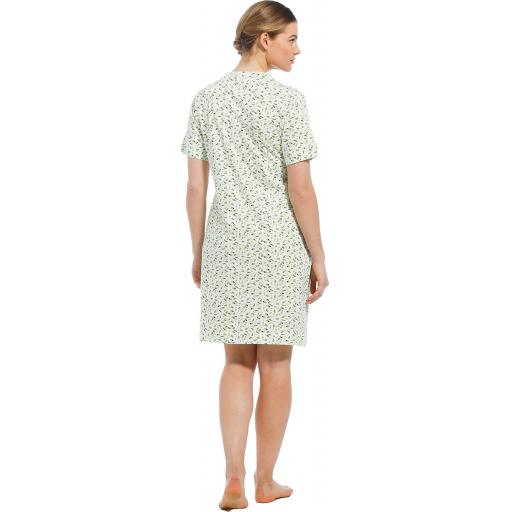 Pastunette Green Short sleeve nightdress on model rear view.jpg